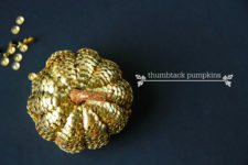 DIY decorative thumbtack dollar store pumpkins