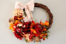 DIY 30 minute fall wreath from dollar store supplies