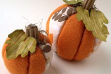 DIY no sew burlap and fabric pumpkins