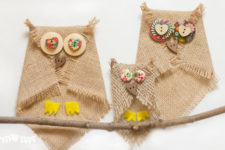 DIY no sew burlap owls for kids