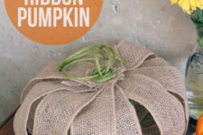 DIY pumpkin of burlap wire ribbon