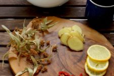DIY flu tea with linden blossom and hot chilies