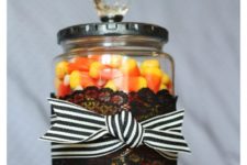 DIY treat jar with lace and ribbon