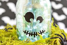 DIY mercury glass Halloween mason jar craft