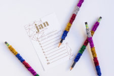 DIY pens and pencils wrapped with pipe cleaners