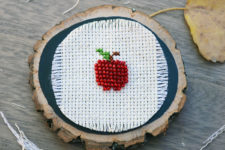 DIY beaded cross stitch apple craft