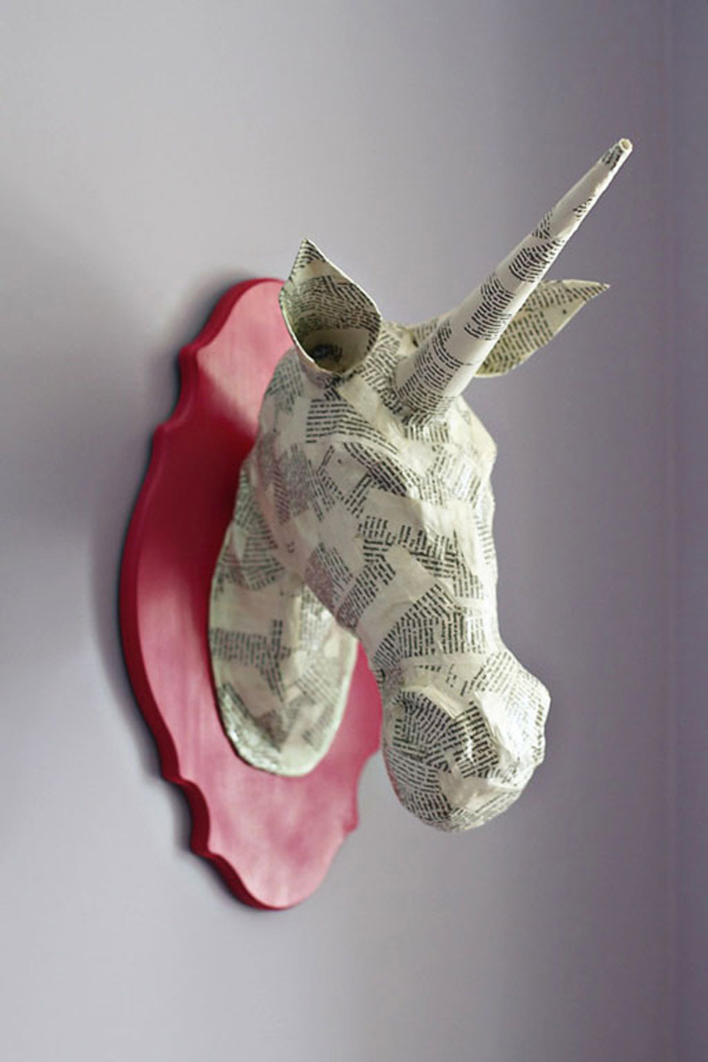DIY paper mache unicorn head