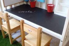DIY chalkboard desk from an old cot