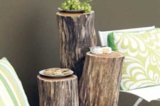 DIY wood logs side tables