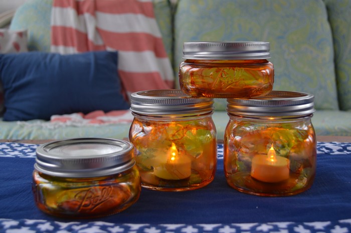 DIY pumpkin luminary mason jars