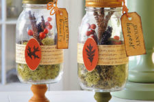 DIY recycled jar harvest terrariums