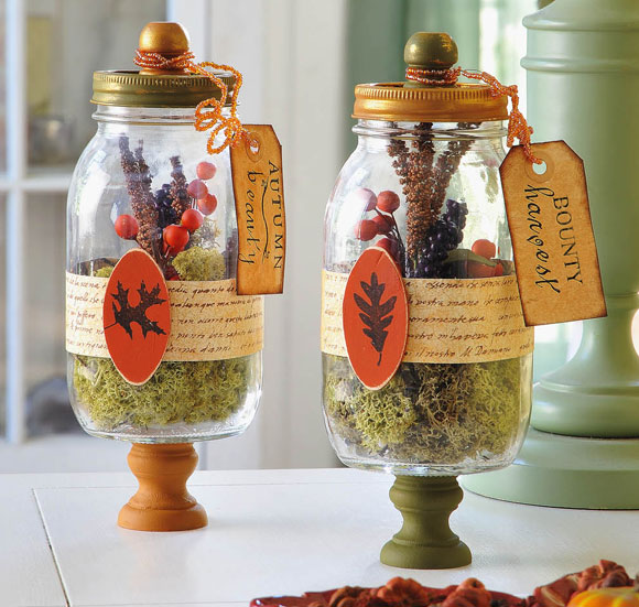 DIY recycled jar harvest terrariums (via 365daysofcrafts.com)