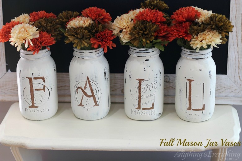 DIY decorative mason jar vases for Thanksgiving