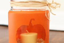 DIY pumpkin jar candle holders