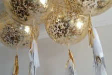 03 giant gold confetti inside ballons and metallic tassels