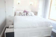 05 built-in wardrobes and a platform bed with drawers
