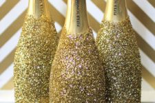 06 glitter champagne bottles for party or to give as favors