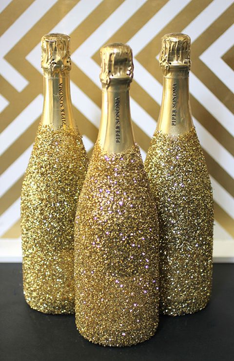 glitter champagne bottles for party or to give as favors