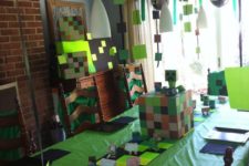 07 Minecraft kids’ birthday table setting