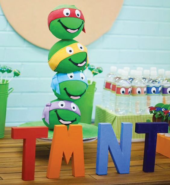 ninja turtle centerpiece with letters