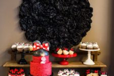 09 Minnie Mouse backdrop using tissue poms