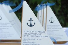 10 nautical party invitations shaped as sail boats
