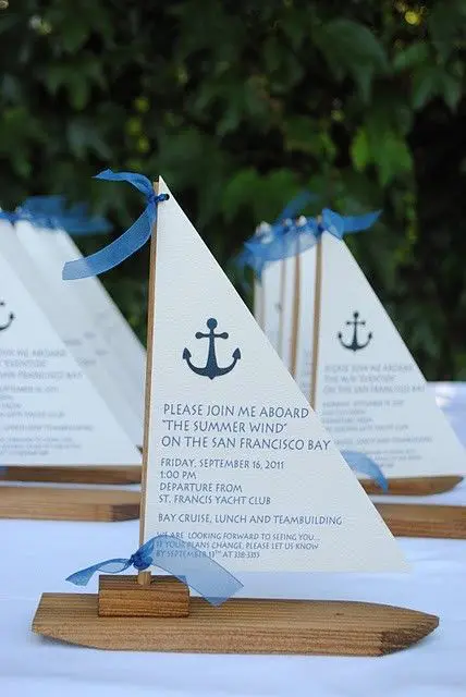 nautical party invitations shaped as sail boats