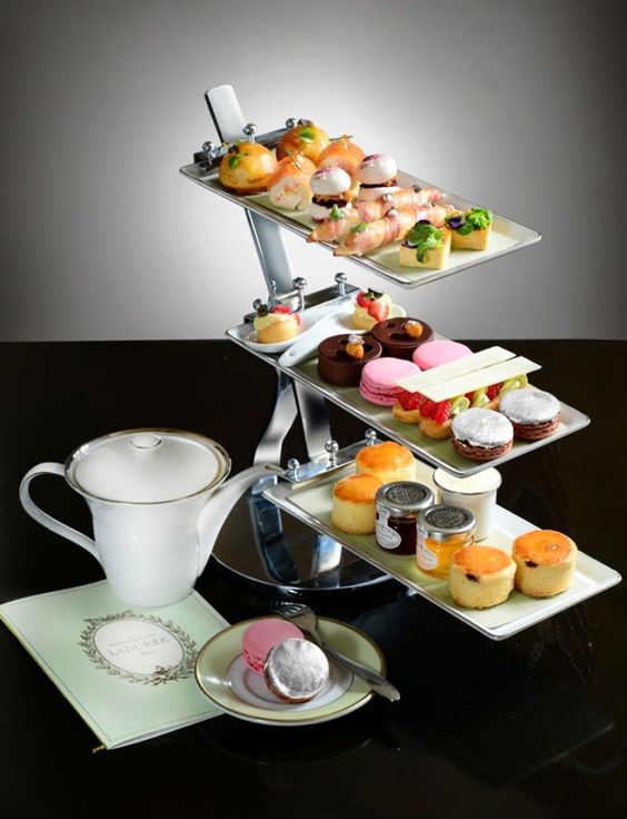 use a usual metallic dessert stand placing different individual desserts