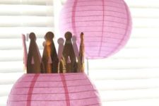 13 pink crown topped paper lanterns