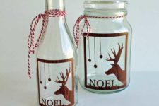 DIY reindeer decal jar lantern