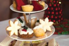 Christmas sweets display for a tea party served on a tiered stand are what you need for your tea party