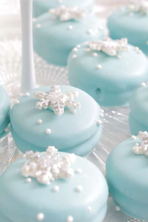 elegant Frozen cookies topped with snowflakes