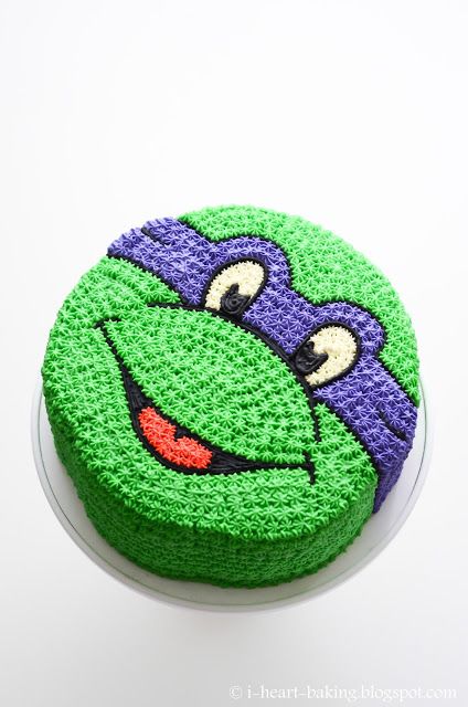 cool ninja turtle cake with colorful frosting