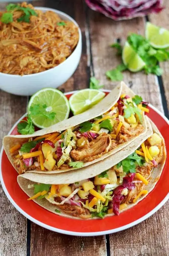 crock pot Hawaiian BBQ chicken tacos will be a great treat for your guests