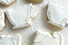 20 elegant all white tea pot sugar cookies