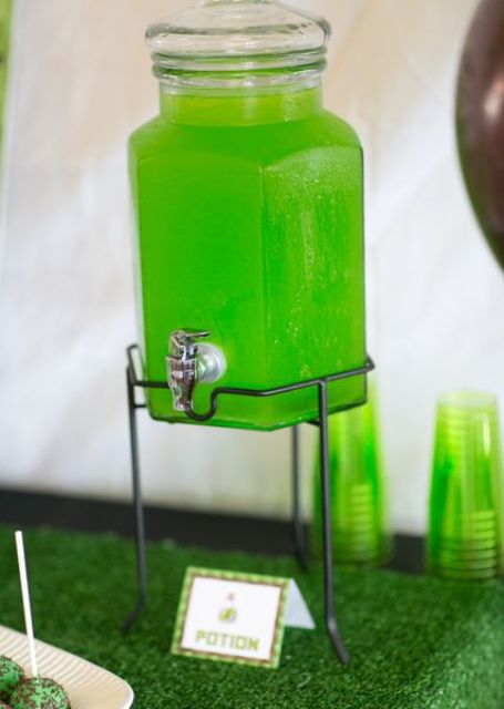 green potion drink at a Minecraft boy birthday party