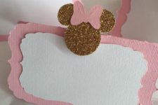 21 pink and gold Minnie mouse food labels