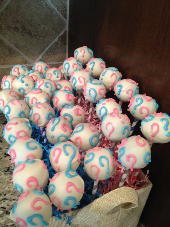 gender reveal cake pops are a great idea for your dessert table