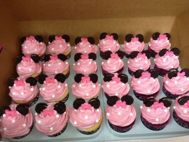 cute pink cupcakes with oreo ears