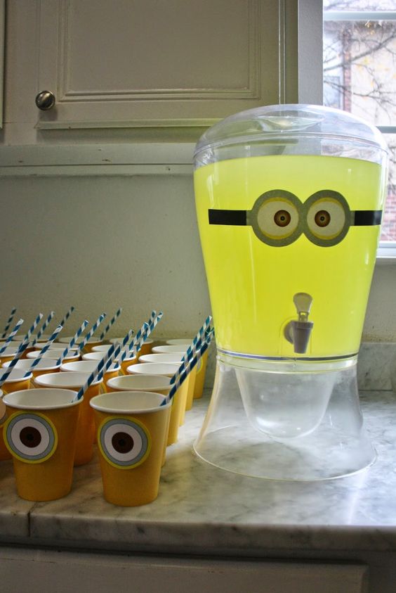 lemonade and cups with minion eyes