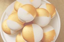 25 color block gold and white macarons for a refined party