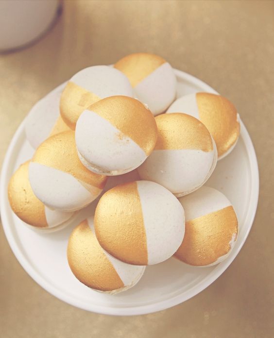 color block gold and white macarons for a refined party