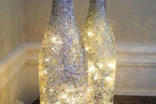 28 glitter lighted wine bottles