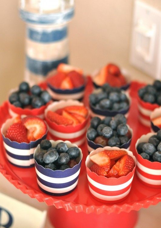 serve fruits and berries in nautical cardboard cups