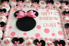 30 pink, black and white Minnie Mouse cake for the 2nd birthday
