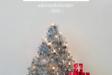 DIY silver Christmas tree with lights