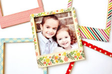 DIY wooden Polaroids decorated with washi tape