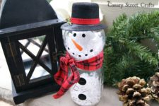 DIY mason jar and transparent ornament snowman