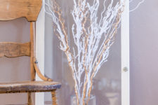 DIY winter branches decor in a vase