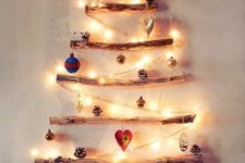 DIY Christmas tree made of tree branches